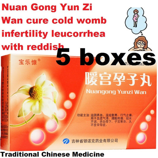 Natural Herbal Nuan Gong Yun Zi Wan cure cold womb infertility leucorrhea with reddish discharge. Nuangong Yunzi Wan. Warm Palace Pregnancy Pill