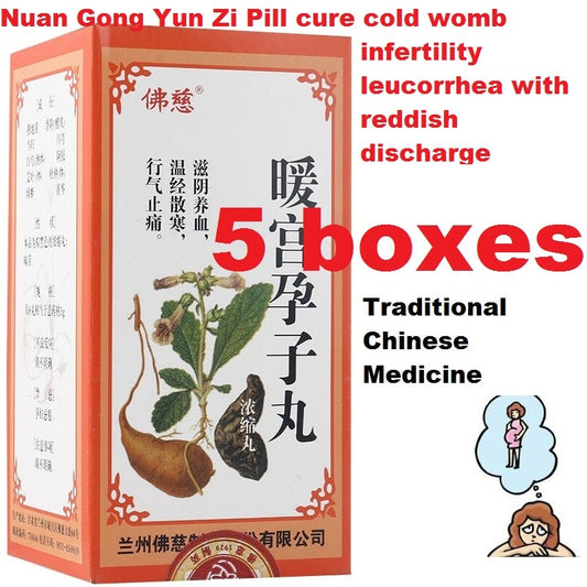 Natural Herbal Nuan Gong Yun Zi Pill cure cold womb infertility leucorrhea with reddish discharge. Nuan Gong Yun Zi Wan.