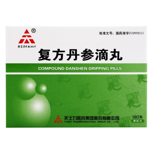 Natural Herbal Compound Danshen Dripping Pills or Fufang Danshen Diwan treat chest apoplexy and Angina Pectoris and coronary heart disease.