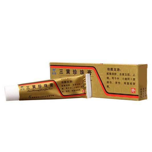 20g*1 tube*5 boxes. Sanhuang Zhenzhu Gao for medium and small area II degree burns scalds. San Huang Zhen Zhu Gao. Sanhuang Zhenzhu Ointment